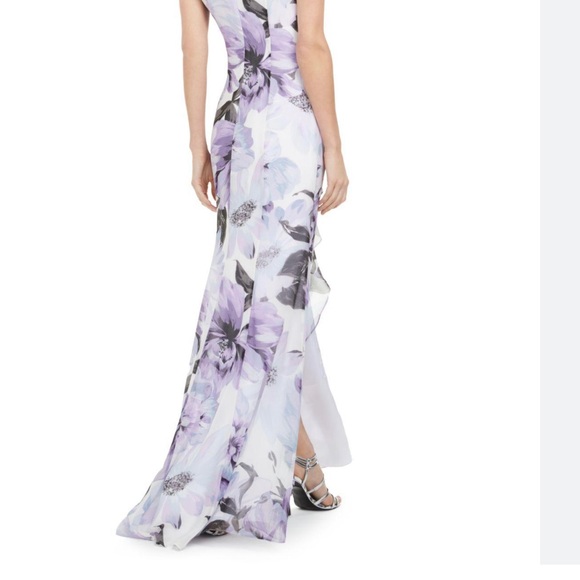 Calvin Klein Purple and White Halter Maxi Gown for Weddings - Picture 5 of 11